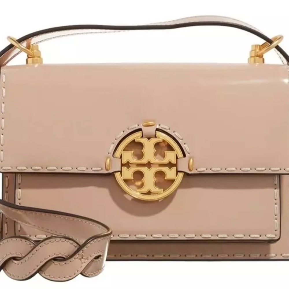 Tory Burch Miller Spazzolato Pick Stich Small Flap Shoulder Bag